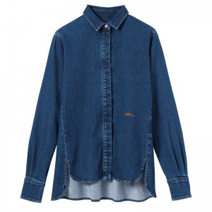 Blusa Longchamp Shirt Feminino Denim | LC-BUOE4146