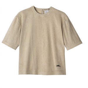 Blusa Longchamp Short leather top Feminino Linen | LC-LNFE4511