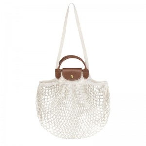 Bolsa de Mão Longchamp Le Pliage Filet L Mesh bag Feminino Ecru | LC-VSCQ4862