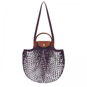 Bolsa de Mão Longchamp Le Pliage Filet L Mesh bag Feminino Eggplant | LC-JJYT7302