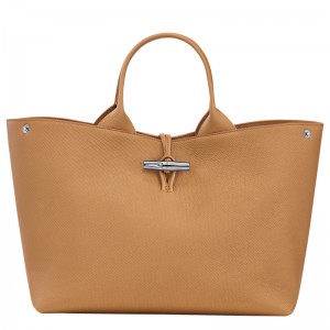 Bolsa de Mão Longchamp Le Roseau L Handbag Feminino Walnut | LC-WFMC7662