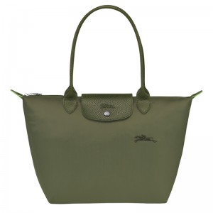 Bolsas De Ombro Longchamp Le Pliage Green M Tote bag Feminino Forest | LC-GVFH5689