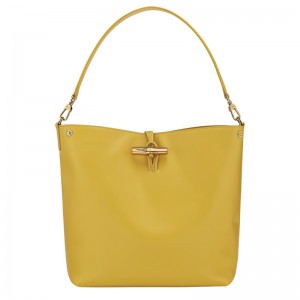 Bolsas De Ombro Longchamp Le Roseau M Hobo bag Feminino Ginger | LC-FXAW5853