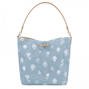 Bolsas De Ombro Longchamp Le Roseau M Hobo bag Feminino Azuis | LC-SIOK0579