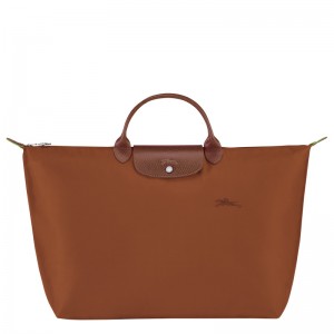 Bolsas De Viagem Longchamp Le Pliage Green L Travel bag Masculino Cognac | LC-MKGT9177