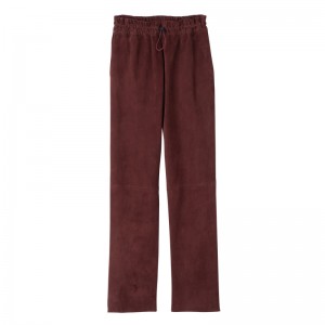 Calças Longchamp Leather straight pants Feminino Bordeaux | LC-CSNO6517