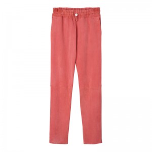 Calças Longchamp Leather straight pants Feminino Blush | LC-SHDX2620