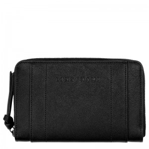 Carteiras Longchamp 3D Wallet Feminino Pretas | LC-XPOR4549