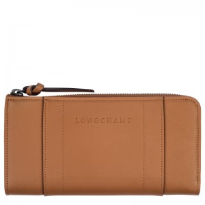 Carteiras Longchamp 3D Zip around wallet Feminino Natural | LC-XGIC8690