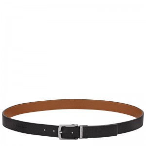 Cintos Longchamp Le Foulonné Men's belt Masculino Black/Caramel | LC-VSLL8204