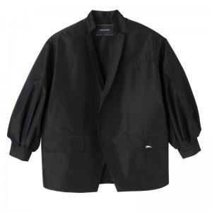 Jaquetas Longchamp Kimono jacket Feminino Pretas | LC-UQZQ4947