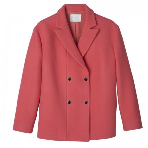 Jaquetas Longchamp Straight peacoat Feminino Blush | LC-MELQ5349
