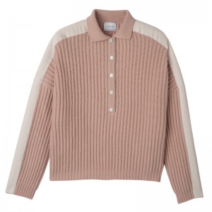 Knitwear Longchamp Polo collar jumper Feminino Nude | LC-JBAC5181