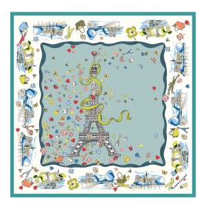 Lenços Longchamp Equestrian Tower Silk scarf 50 Feminino Vervain | LC-AMTF0715