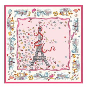 Lenços Longchamp Equestrian Tower Silk scarf 50 Feminino Marshmallow | LC-BEHX1361