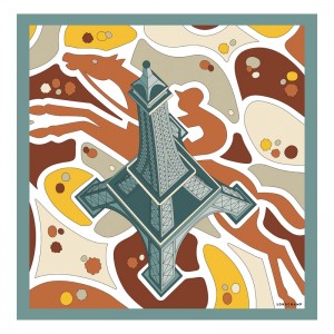 Lenços Longchamp Equestrian Tower Silk scarf 70 Feminino Vervain | LC-PCEJ1006