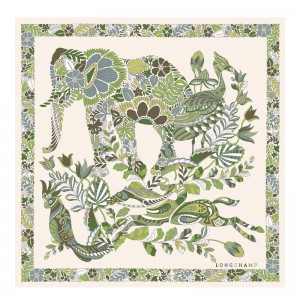 Lenços Longchamp Forêt Silk scarf 50 Feminino Laurel | LC-IBUH9167
