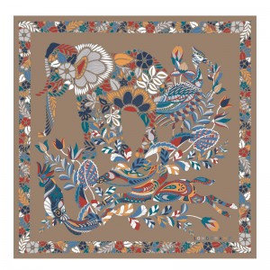 Lenços Longchamp Forêt Silk scarf 50 Feminino Clay | LC-RMPT1339