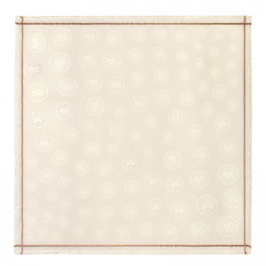 Lenços Longchamp La Médaille Shawl Masculino Ivory | LC-IFEB6349