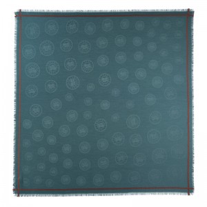 Lenços Longchamp La Médaille Shawl Masculino Azul Claro | LC-GLVR3054