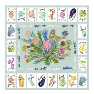 Lenços Longchamp Pink and Green Silk scarf 50 Feminino Vervain | LC-JYTB3178