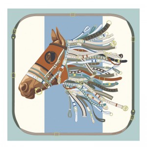 Lenços Longchamp Tête de cheval Silk scarf 90 Feminino Vervain | LC-AOZQ0809