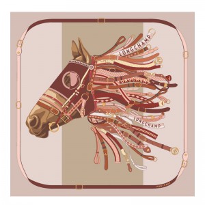 Lenços Longchamp Tête de cheval Silk scarf 90 Feminino Ballerina | LC-FUQR2164