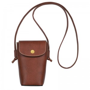 Pouches Longchamp Épure Phone case with leather lace Masculino Marrom | LC-ESMZ9356