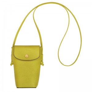 Pouches Longchamp Épure Phone case with leather lace Masculino Verdes | LC-BUHP3769