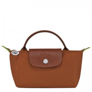 Pouches Longchamp Le Pliage Green Pouch with handle Feminino Cognac | LC-CFHG9408