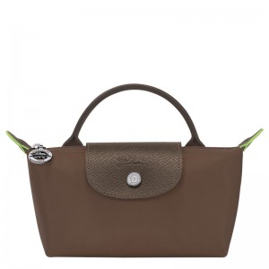 Pouches Longchamp Le Pliage Green Pouch with handle Feminino Terra | LC-UQYT1123