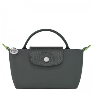 Pouches Longchamp Le Pliage Green Pouch with handle Feminino Graphite | LC-QZIB2064