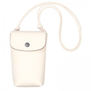 Pouches Longchamp Le Pliage Xtra Phone case with leather lace Masculino Ecru | LC-ABLE1622