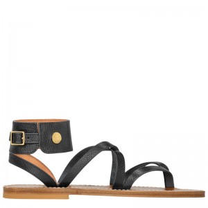 Sandálias Longchamp x K.Jacques Sandals Feminino Pretas | LC-FHNE7304