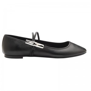 Sapatos de Ballet Longchamp Le Roseau Ballerinas Feminino Pretas | LC-LNYF2427