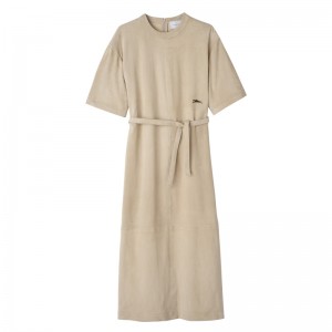 Vestido Longchamp Leather long dress Feminino Linen | LC-NOXN3443