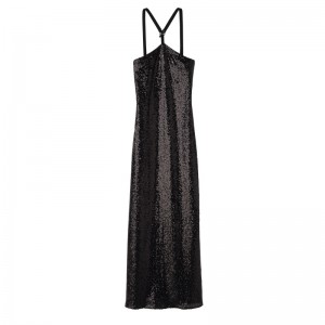 Vestido Longchamp Long dress Feminino Pretas | LC-WBNX5452