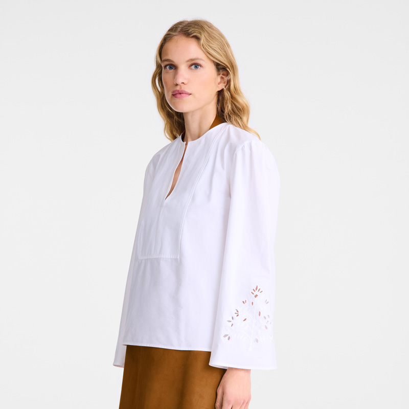 Blusa Longchamp Blouse Feminino Branco | LC-QFLK6827