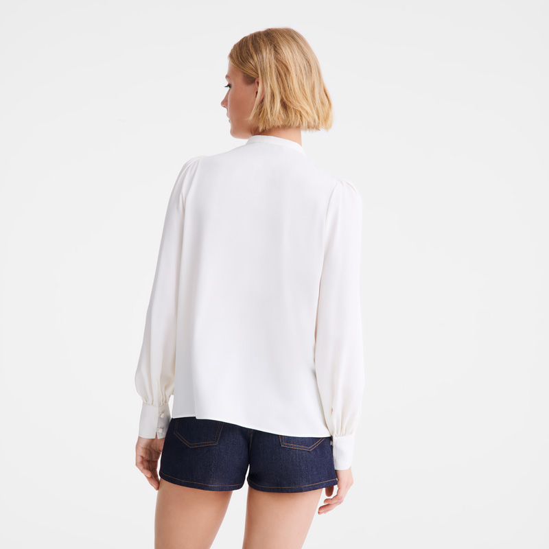 Blusa Longchamp Blouse Feminino Ecru | LC-WYYW2849