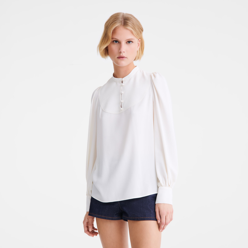 Blusa Longchamp Blouse Feminino Ecru | LC-WYYW2849
