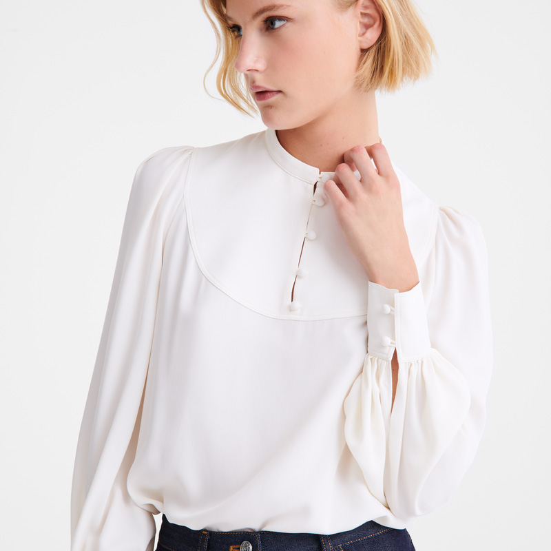 Blusa Longchamp Blouse Feminino Ecru | LC-WYYW2849