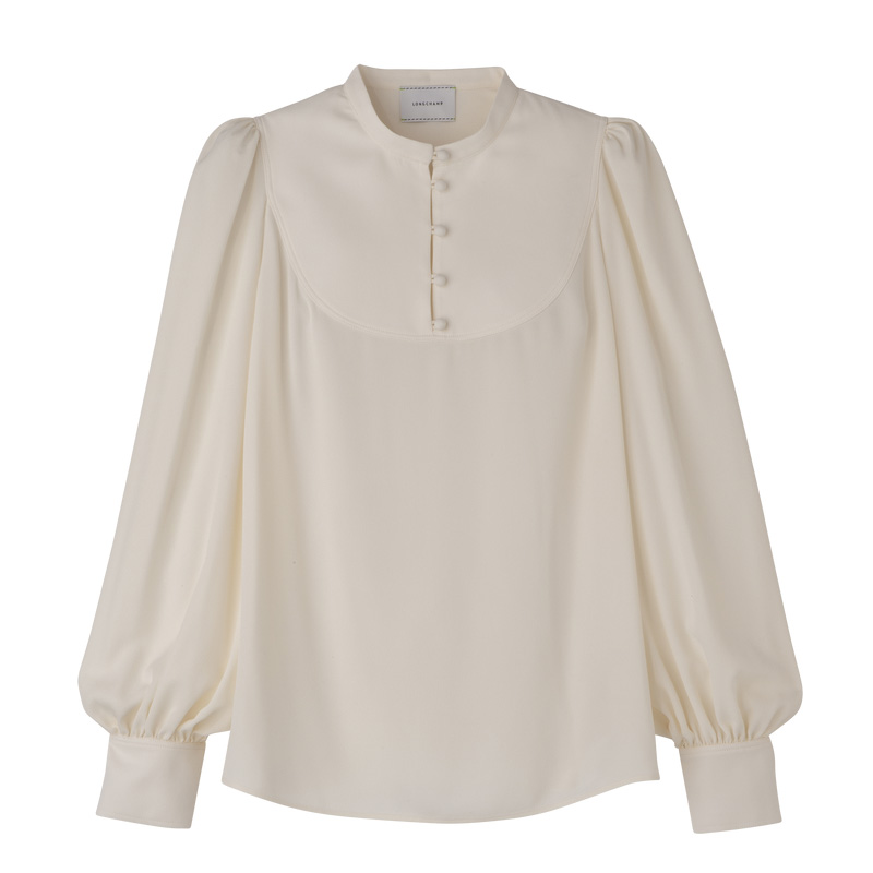Blusa Longchamp Blouse Feminino Ecru | LC-WYYW2849