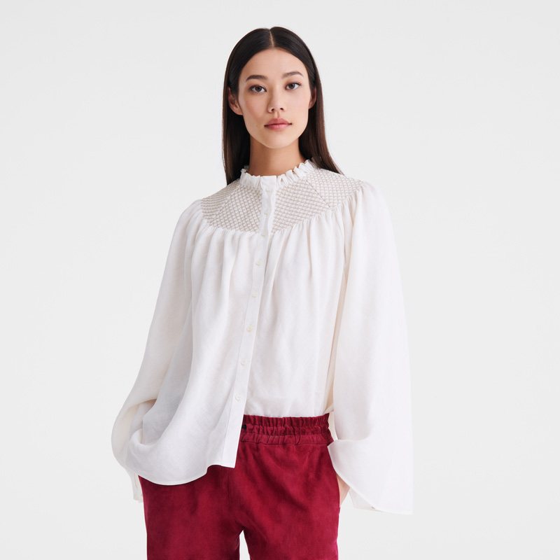 Blusa Longchamp Blouse Feminino Ecru | LC-NPLL4534