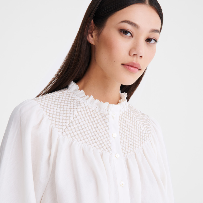 Blusa Longchamp Blouse Feminino Ecru | LC-NPLL4534