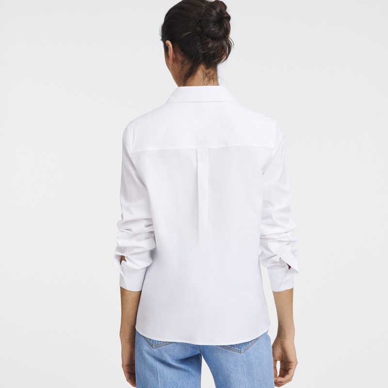 Blusa Longchamp Shirt Feminino Branco | LC-AKTQ7932
