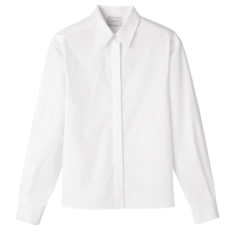 Blusa Longchamp Shirt Feminino Branco | LC-AKTQ7932