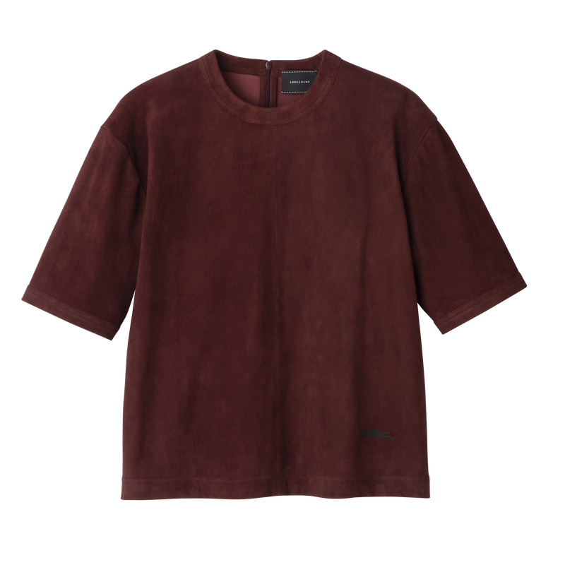 Blusa Longchamp Short leather top Feminino Bordeaux | LC-PVHS6887