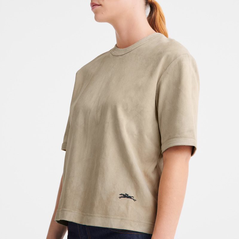 Blusa Longchamp Short leather top Feminino Linen | LC-LNFE4511