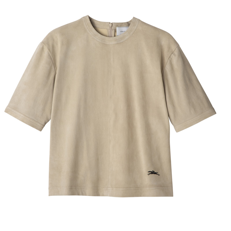 Blusa Longchamp Short leather top Feminino Linen | LC-LNFE4511