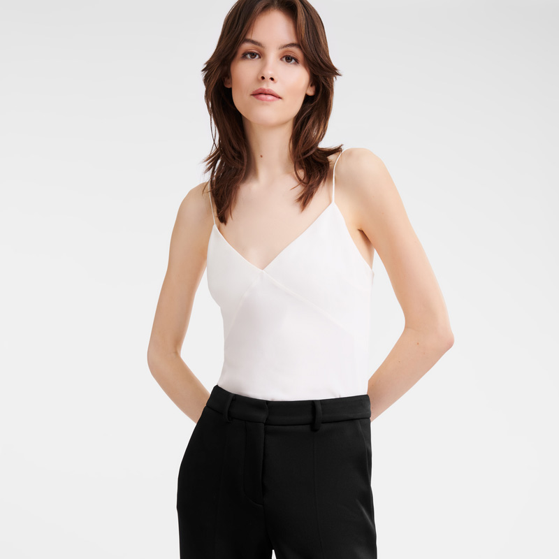 Blusa Longchamp Thin strap top Feminino Ecru | LC-NNDK6869